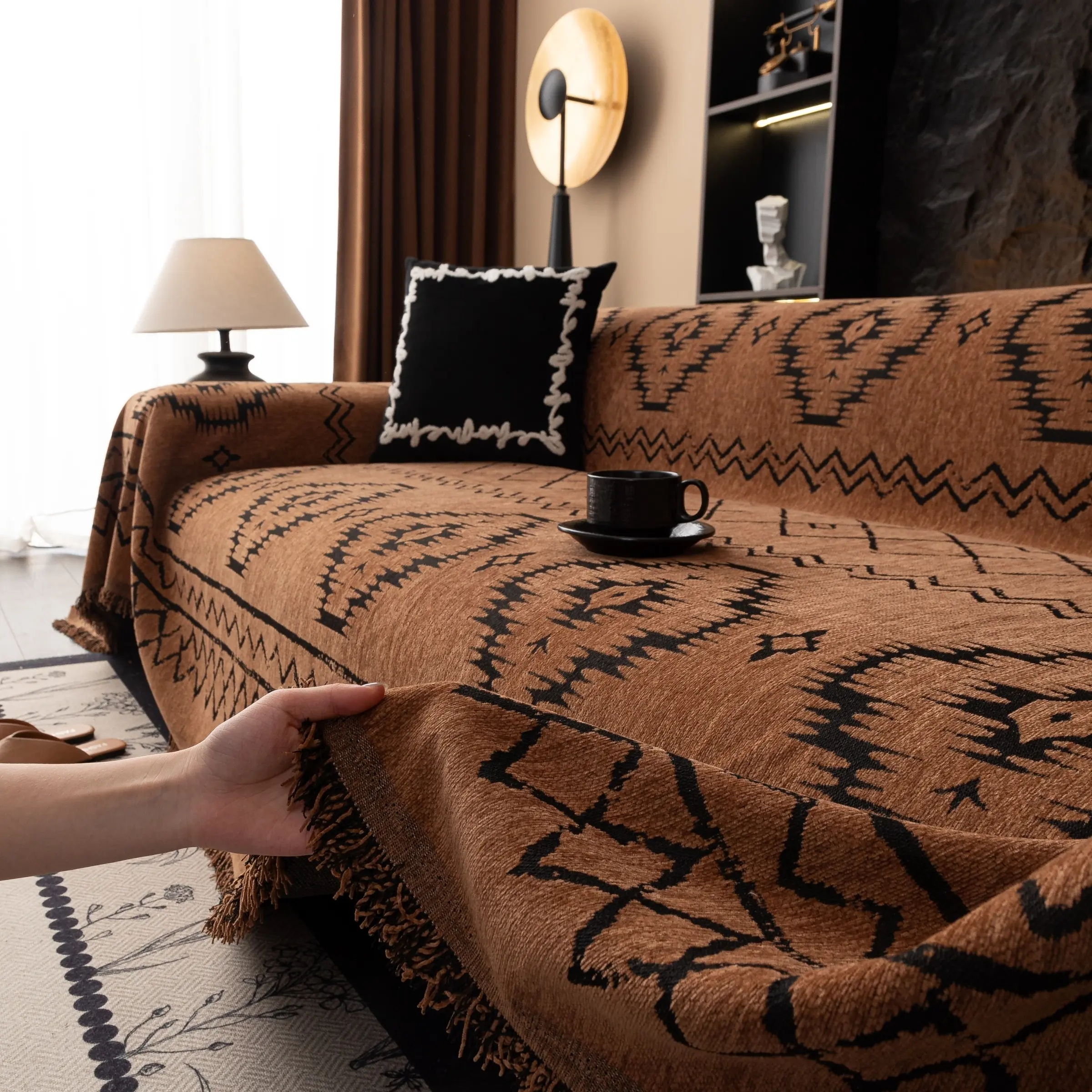 Moroccan Style Sofa Cover, Sofa Covers Washable, Washable Sofa Slipcover, Non-slip Thickened Sofa Slipcover, Easy Cleaning Sofa Couch Protector for Home, Pet Owner