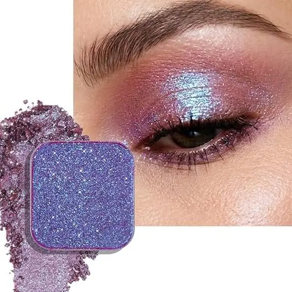 Eyeshadow Single, Lavender With Blue Shift | Flushed Lizard - Highly Pigmented Holographic Refill Eye Shadow Pan with Velvety, Buildable Iridescent Metallic Shimmer