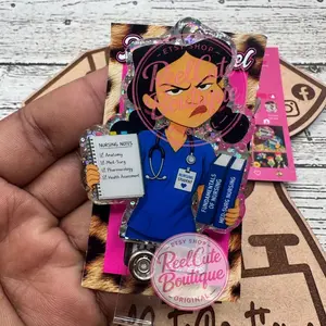 Nursing Student Glitter Badge Reel: Funny Nurse ID Holder