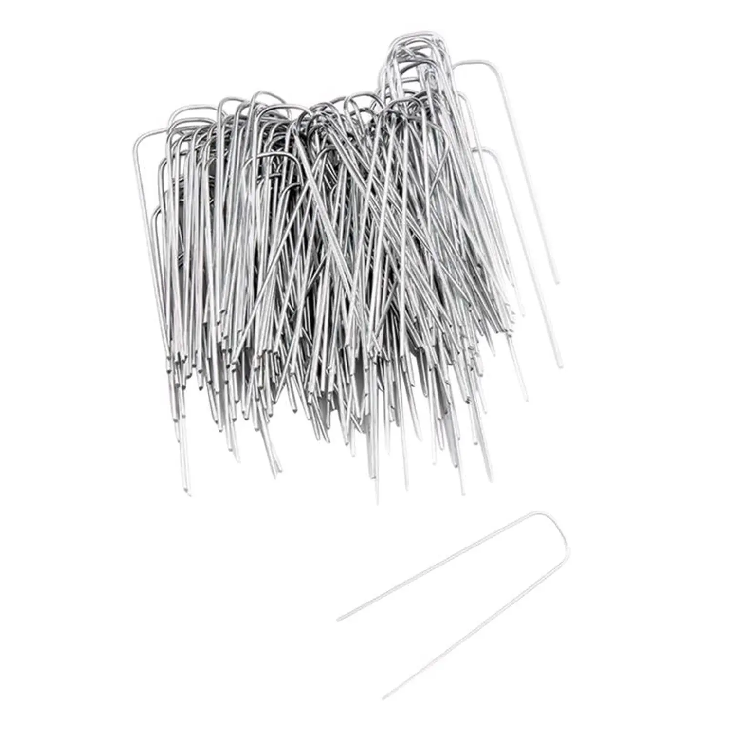 High Quality Steel Landscape Fabric Pins - 1x6 in (Length 6"), Pack of 100, 3.58 lbs, Gardening Sewing Tool, Durable Build, Premium Texture