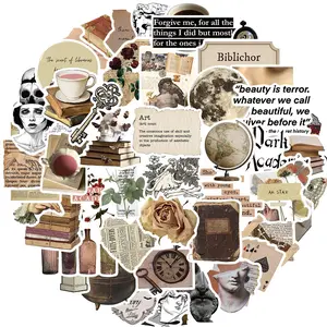 Vintage Scrapbooking Sticker, 50pcs/set Dark Art Sticker, Water Bottle Vinyl Waterproof Sticker for Bullet Journal Laptop Skateboard Computer Guitar, Decor