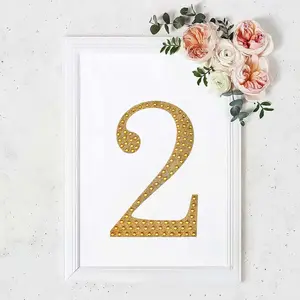 Decorative Rhinestone Number "2" Stickers, Glitter Adhesive Craft Numbers Gold DIY Sparkle Embellishments 8"