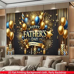 Party Banner, Happy Father's Day, Dad Birthday Photo Background Props, Polyester Backdrop, Easy Hang Design, Home Festival Decor, Party Decorations Banners