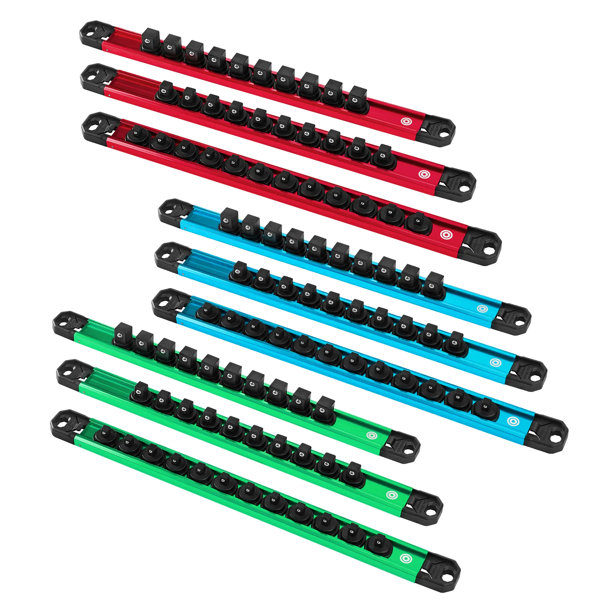 #summersale DURATECH Magnetic Socket Organizer Set, 1/4”, 3/8”, 1/2” Aluminum Alloy Socket Rail with 96 Clips, Socket Holder for Tool Box Drawer, Tool Cart and Garage Organization