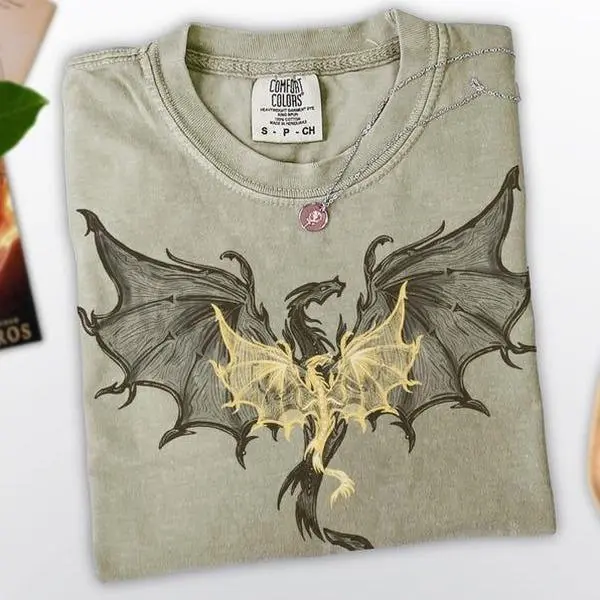 Comfort Colors Dragon Fantasty Vintage T-shirt Booknerd Lover Booktoker Retro Tshirt War College Dragon Rider Fantasy Read Gift