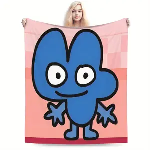 Four BFB themed printed flannel blanket, suitable for all seasons, suitable for sofas and beds, lightweight and durable, multi-functional