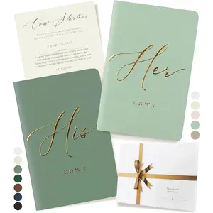 Wedding Vow Book for Her & Him, Soft Touch,  Foil, 28 Lined Pages, Vow Books His and Hers, Wedding Essentials, Wedding Registry Ideas, His and Hers Gifts [Mint & Sage]