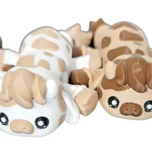 Cow Figurine – 3D Printed Articulated Cow | Cute Farm Animal Gift | Keychain & Magnet Option Beaded Charms
