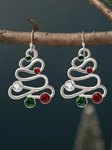 1 Pair Fashion Christmas Tree Cubic Zirconia Stones Drop Earrings For Women For Wedding Engagement Anniversary Party Jewelry Christmas Day Gift