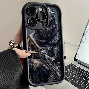 Phone Case: A New Creative and Phone Case Featuring a Well-equipped, Fully Armed Special Forces Soldier in Gaming and Anime Gear - Suitable For iPhone 17 Air 16,15,14,13,12,11,Pro,MAX, with Drop-proof, Shock-absorbing, All-around Protection