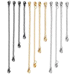 5pcs Stainless Steel Lobster Clasps Connector Extension Chains For DIY Jewelry Making Necklace Bracelet Accessories