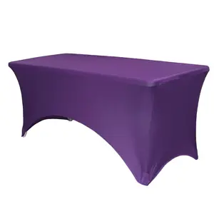 Stretch Spandex 8 ft Rectangular Table Cover Purple