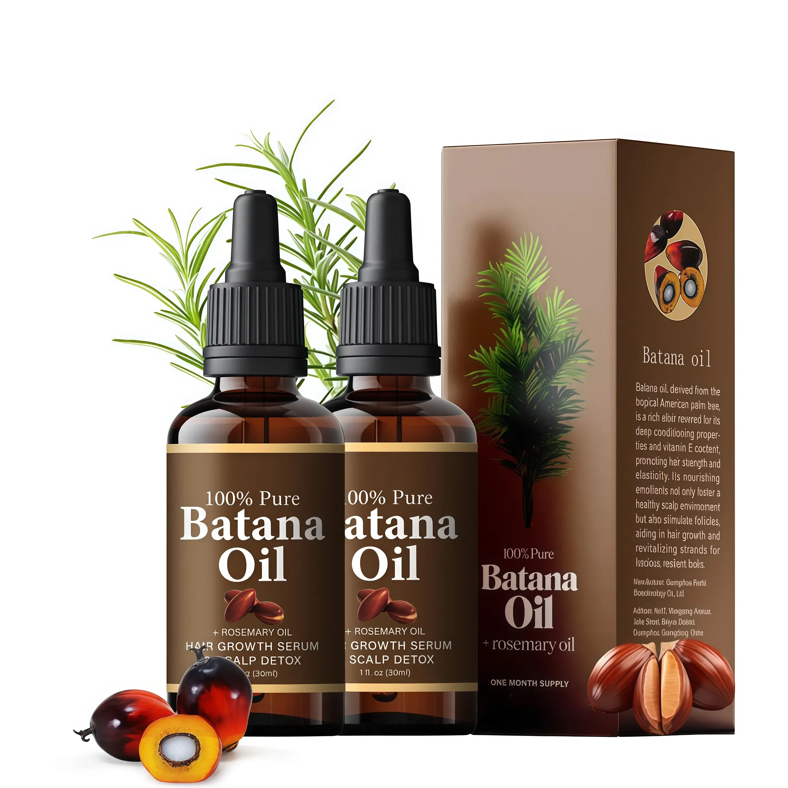 100% Pure & Natural Batana Oil with Rosemary for Revitalizing Hair - Nourishing Batana Oil with Natural Rosemary for Strong & Healthy Hair,For men and women, Father's Day Mother's Day gift