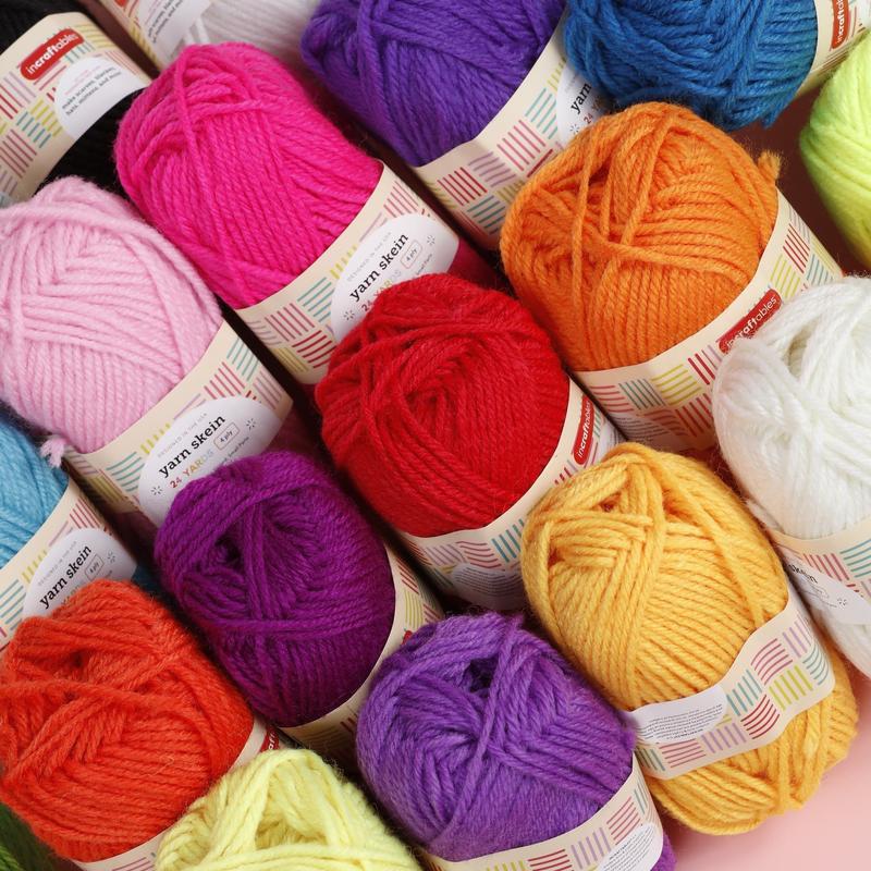 Incraftables Assorted Acrylic Yarn Skeins Set. Crochet Yarn Set w/ 18pcs Skein Bundle (22 Yards), Crochet Hooks, Needles, Stitch Markers & Bag. Yarn Variety Pack Kit for Amigurumi & Crocheting Project