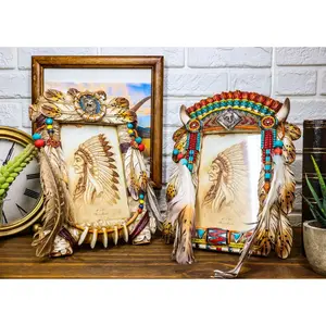 Pack of 2 Southwest Native Indian Wolf Dreamcatcher Wall Or Table Picture Frames