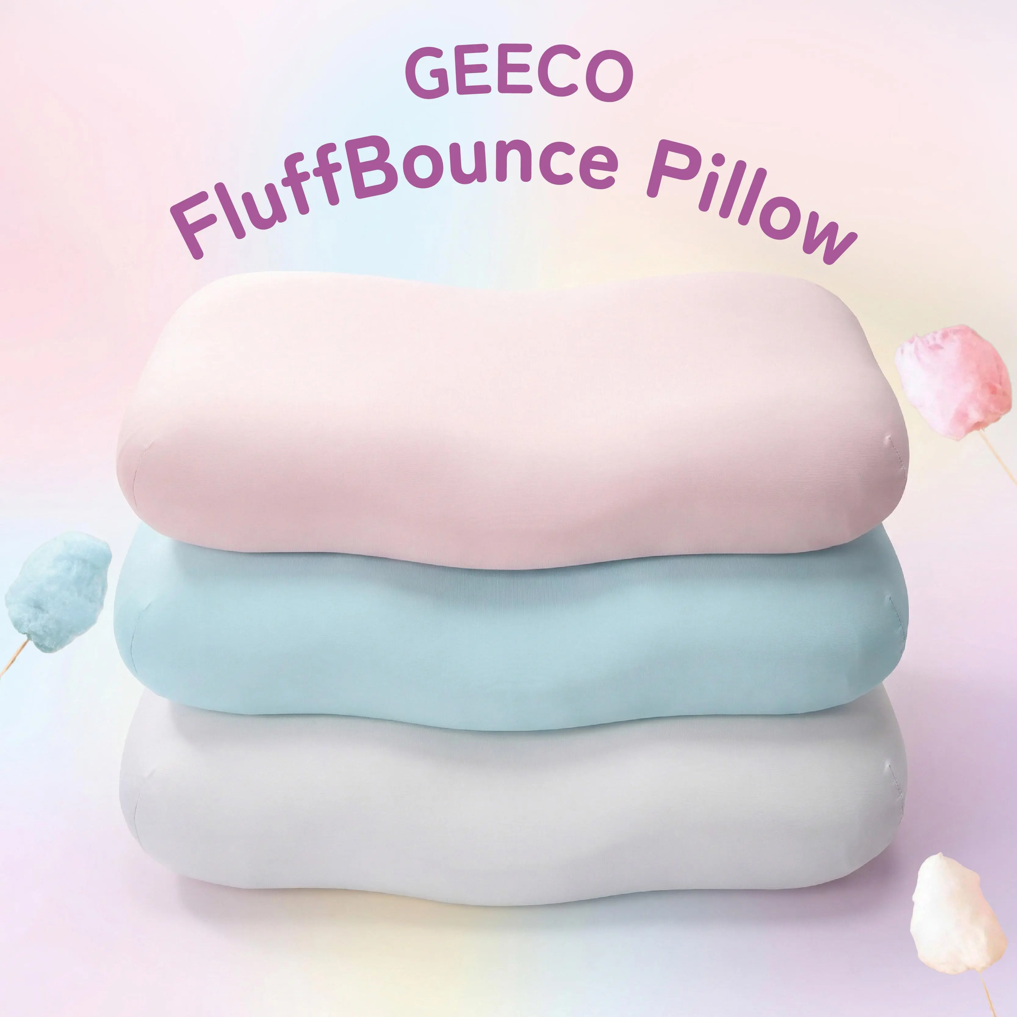 GEECO FluffBounce Ergonomic Cervical Pillow + FREE Cooling Pillowcase - Contoured, Soft, Durable Dual-Height Slow-Rebound Memory Foam for Side & Back Sleepers with Washable Cooling Cover, Contoured Memory Foam, Durable Memory Foam,summerwins