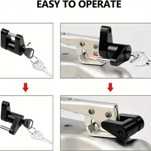 1pc Heavy-Duty Black Hitch Coupler Lock for Ultimate Trailer Security - Easy Install, Universal Fit, 1/4 Inch Diameter, Anti-Theft and Durable Design