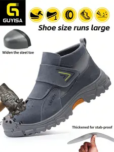 Safety Shoes Anti-Stamping Anti-Puncture Abrasion Resistant Nubuck Leather Fireproof Spark Insulation Welder Series Mid-Calf Work Boots