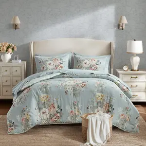 Heather Cottagecore Soft Blue 7 Piece Comforter Set