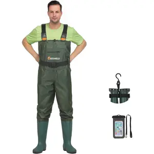 Chest Waders with Boots Waterproof Lightweight 2-Ply Nylon/PVC for Men & Women Fishing & Hunting