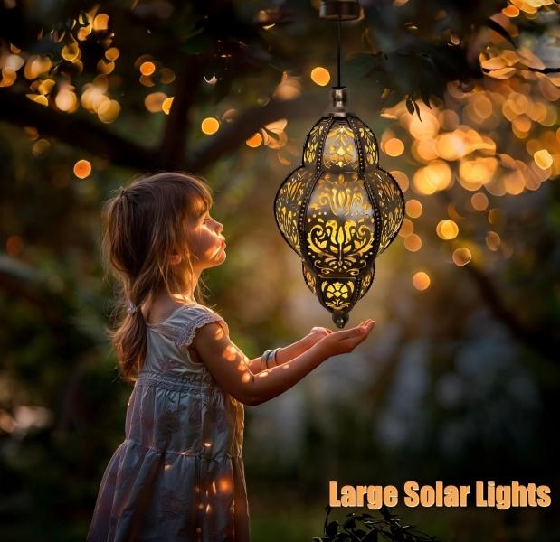 Solar Powered Hanging Lantern Baroque Moroccan Design Waterproof Decorative Garden Light Unique Holiday Party Gift for Patio Yard Home Decor