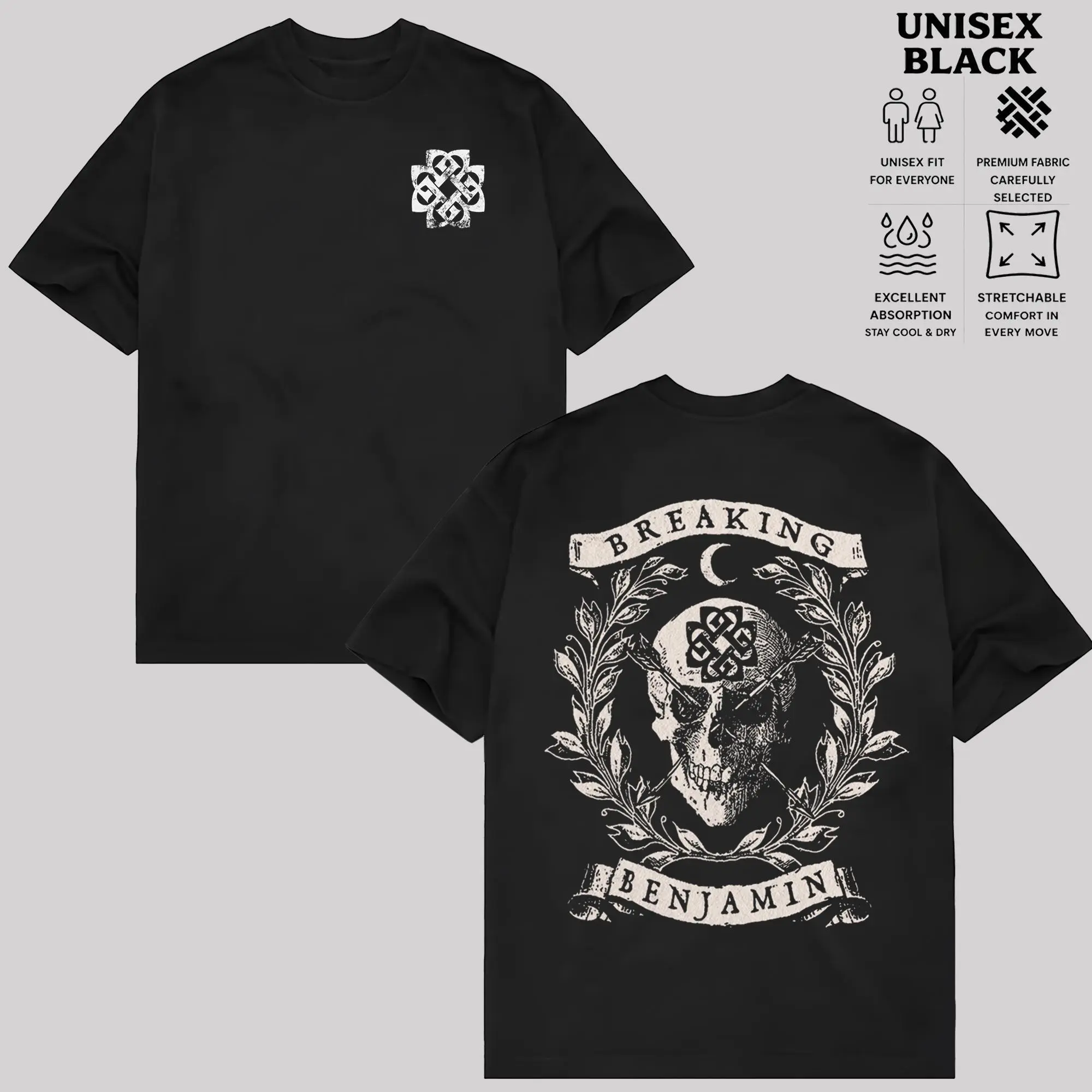 Retro NEW Breaking Benjamin Wreath Wrapped Around The Skull T-Shirt , Music Graphic Tee , Rock Band Shirt, Retro Music Tee, Rock Music Lover Shirt, Vintage Band Shirts Casual Comfort Cotton Fabric Fit Top ,Top Men's and Women's Clothing .