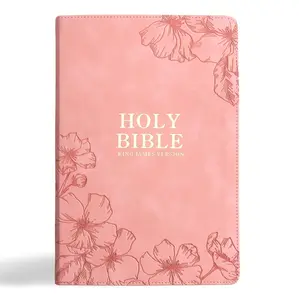 King James Version Holy Bible, Giant Print, Cross-References, Soft Blush Pink Leather-Touch Floral Cover, Full-Color Maps, Gold Foil Accents, Easy-to-Read Religious Book