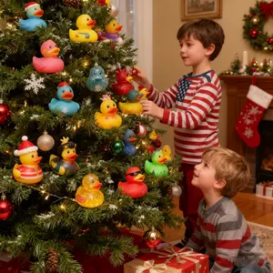 100 Rubber Duck Christmas 2 Inch Holiday Ducks Bath Toy Baby Duck Party Favor Stocking Stuffer For Kids Boys Girls Festive Tree Decorations
