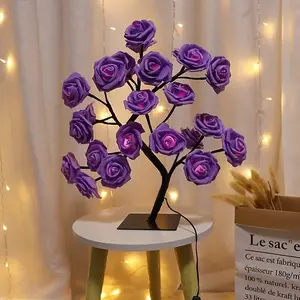 One LED rose tree light, multicolor glowing realistic rose lamp, ambient night light for living room/bedroom bedside, romantic Valentine’s Day gift, wedding party decorative light, USB powered, safe no flame ornament, Ambient Glow,summervibes