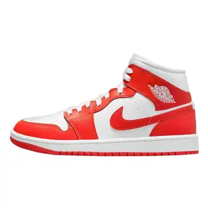 Women's Jordan 1 Mid "Syracuse" White/Habanero Red-White (BQ6472 116)
