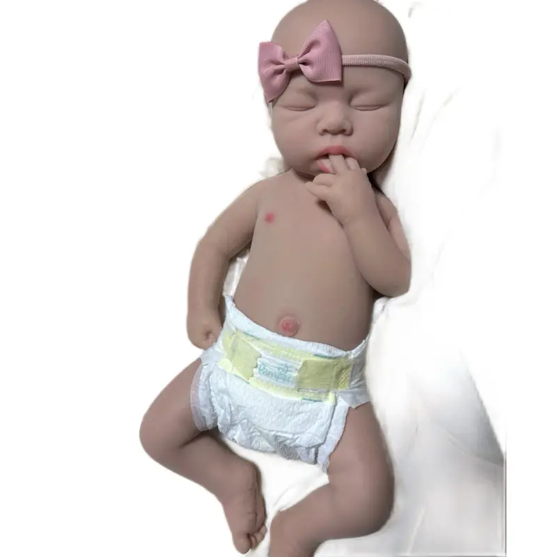 Lifelike Silicone Baby Doll with Open Mouth for Pacifier - 19 inches long