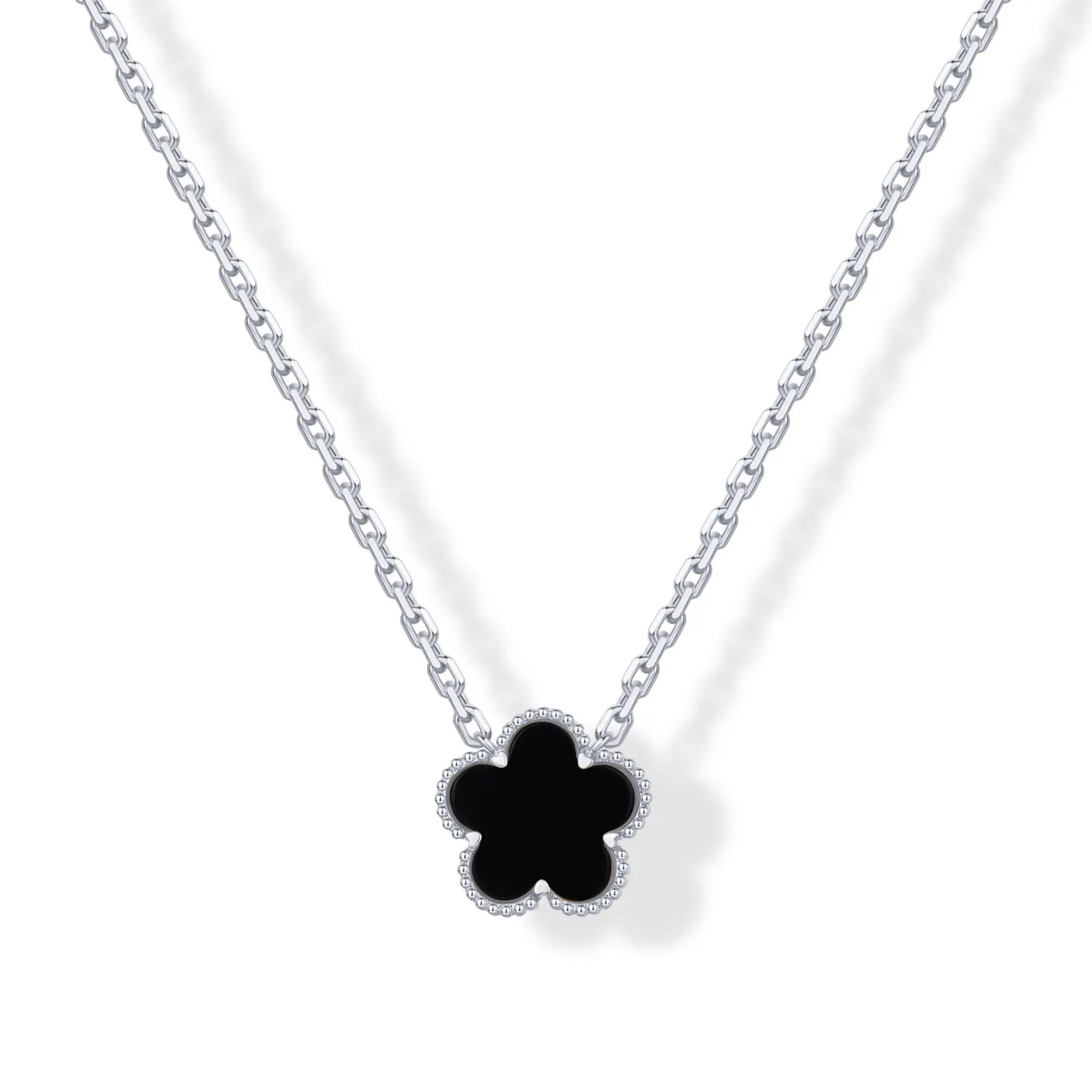 Black Onyx Clover - White Gold