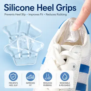 Invisible Comfort Silicone Heel Grips｜Reusable & Washable Silicone Heel Cushions, Crystal Clear Anti-Friction Pads, Strong Adhesive & Stays Put. Unisex Solution for Blisters, Slip & Rub, Essential for Daily Wear & Sports