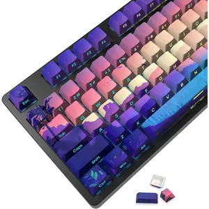 PBT Keycaps Side-Printed Translucent Keycap,Multi-Coloured Style Shine Through Custom Key Caps,124  Cherry Profile Keycap Set for Cherry MX Switches Mechanical Keyboards