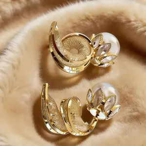 Luxury 18K Gold Plated Lotus Pearl Drop Earrings for Women - Intricate Filigree Floral Crystal Jewelry | Trendy 2026 Bridal Wedding Accessory, Viral Aesthetic Gift for Her, Perfect for Evening Party, Date Night, Prom, Cocktail & Daily Wear