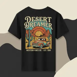 "Desert Dreamer T-Shirt |   Vintage Western Vibes Co. Graphic Tee |   1984 Retro Pickup Truck Desert Cactus Sunset Canyon Road Trip Western USA Shirt"