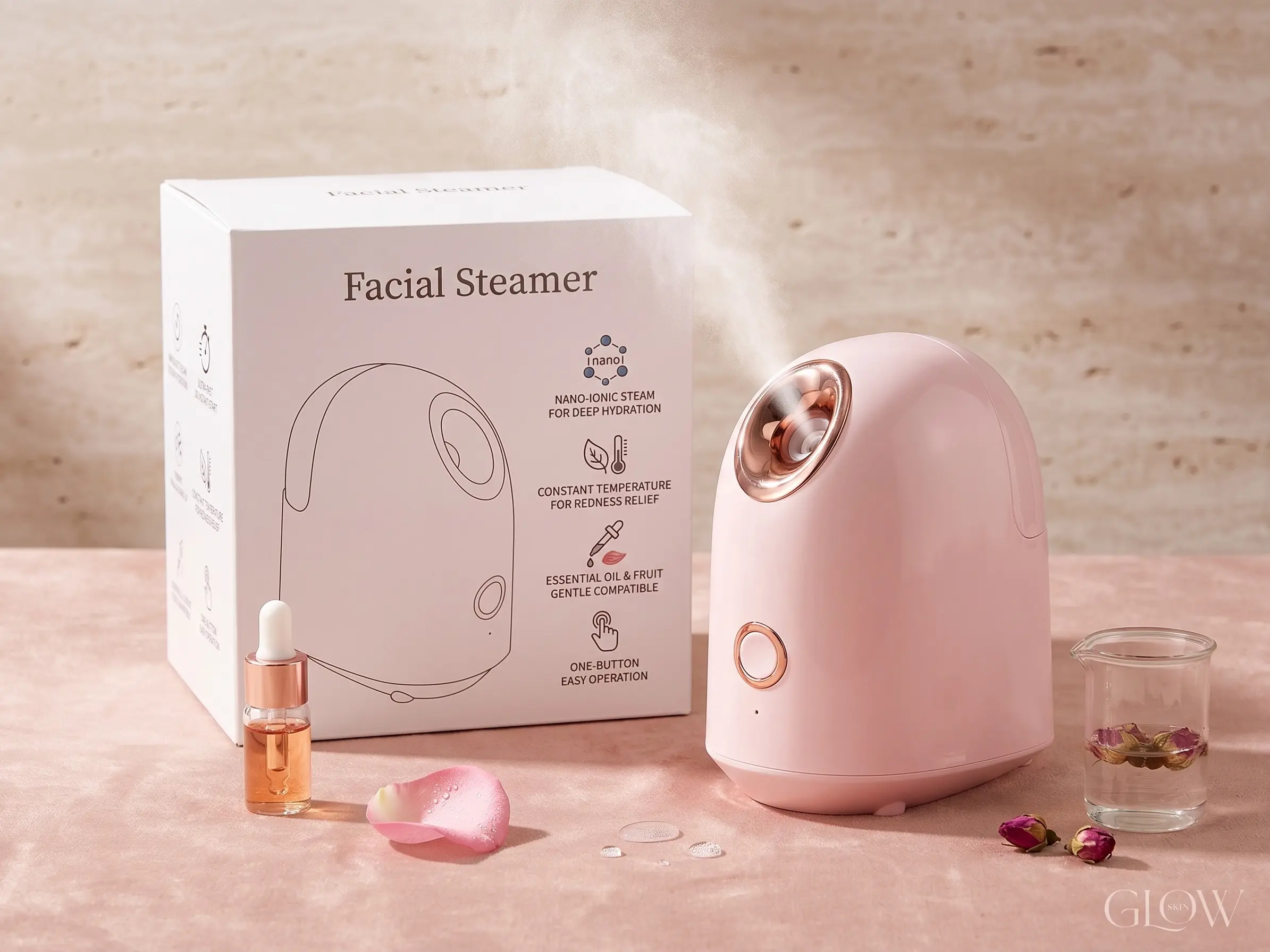 Nano Mist Facial Steamer, Portable Spa Face Humidifier, Face Skincare Steamer, Facial Steamer Warm Mist Humidifier, Nano Facial Care Appliance skin tightener Flawless Glow