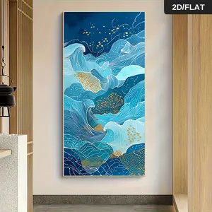 1Pcs Modern Abstract Ocean Wave Canvas Wall Art Blue Sea Frameless Painting Living Room Bedroom Home Decor Art Print Wall Art