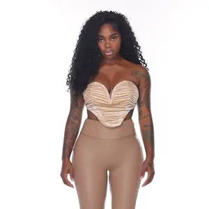 Elegant Ruched Creme Heart Shape Bustier S M L