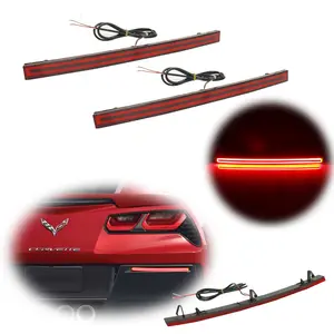 2pcs For 2014 2015 2016 2017 2018 2019 Chevrolet Corvette C7 Red LED Rear Bumper Reflector Tail Brake Lights,Replace OEM 84031888, 84031887