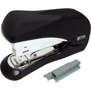 Heavy Duty Easy Grip Stapler, with 1,000 Regular 1/4" Staples, High Capacity, Compact Palm-Size, Ergonomic Soft Grip