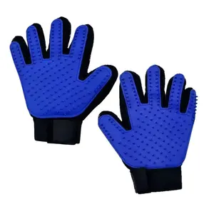 Pet Grooming Glove 5 Fingers Cat Hair Remover Mitt Massage Comb Anti-scratch Anti-bite Bath Glove Efficiently Remove Loose Fur for Cat Dog Cleaning Supplies