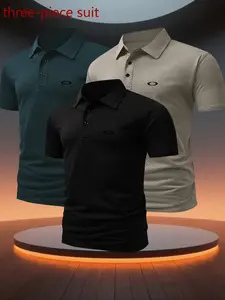 oblate 🚀 Three piece men's quick drying elastic golf polo shirt | polyester spandex blend | moisture wicking Unisex basic quick drying multi-color optional | multi scene wearing