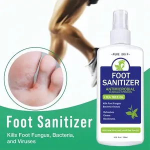 Foot Sanitizer Spray with Tea Tree Oil & Aloe Vera | Viral Anti-Bacterial Spray for Odor Control & Itch Relief | Treats Nail Fungus