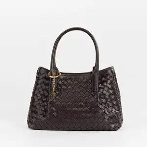 Estrella Modern Soft Leather Handwoven Tote - Convertible Shoulder Bag & Crossbody Bag, Artisan Woven Purse, Professional Handbag by YNYG