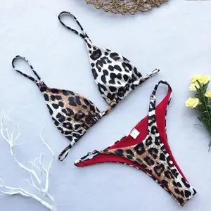 High Cut Micro Bikini Women Leopard Bandage Push Up Swimsuit Sexy Bathing Suit Padded Thong Swimwear Biquini