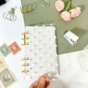 A6 Simple Polka Dot Acrylic Ring Binder, Transparent Notebook, Creative Office Organizer, Detachable Cover, Replaceable Pages