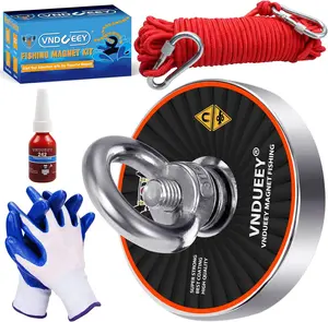 VNDUEEY Magnet Fishing Kit 700LBS Fishing Magnets Pulling Force, Rare Earth Neodymium Magnet with Eyebolt Diameter 2.95 inch (75mm) Superior Magnetics for Underwater Salvage, Retrieval, and Recovery