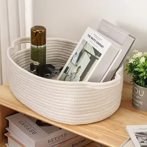 Woven Storage Basket with Handle,, 1 Count Durable Gift Wrapping Basket with Gift Bag & Gift Ribbon, Suitable for Snack Basket, Toy Basket, Home Organizer, Toiletries Basket
