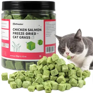 120g Cat Grass Treats for Indoor Cats, Freezed Dried Cat Grass Teething Stick Snacks for Cats, Edible Feline Chew Toys for Hairball Control and Oral Health